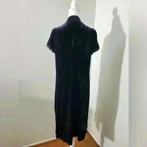 Johnny Was Matilda Button Down Dress | Royal Purple Mid-Length Duster Gown - Picture 8 of 12